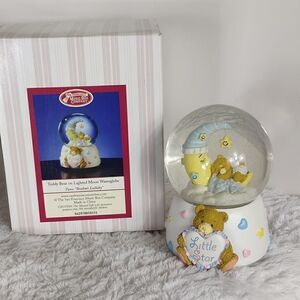 Musical Teddy Bear on Lighted Moon Waterglobe